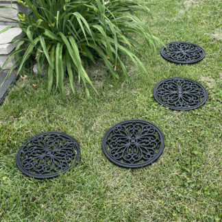 Round Rubber Scrollwork Step Mat Set