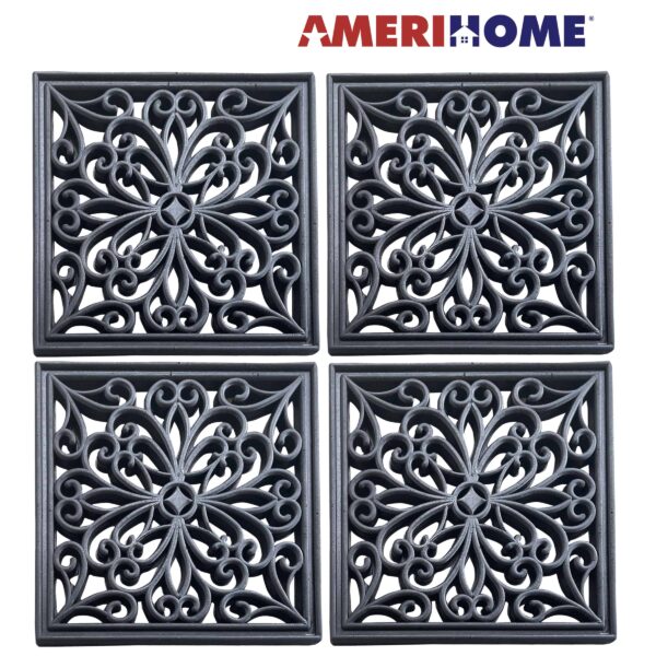 Rubber Scrollwork Step Mats 4 Piece Set